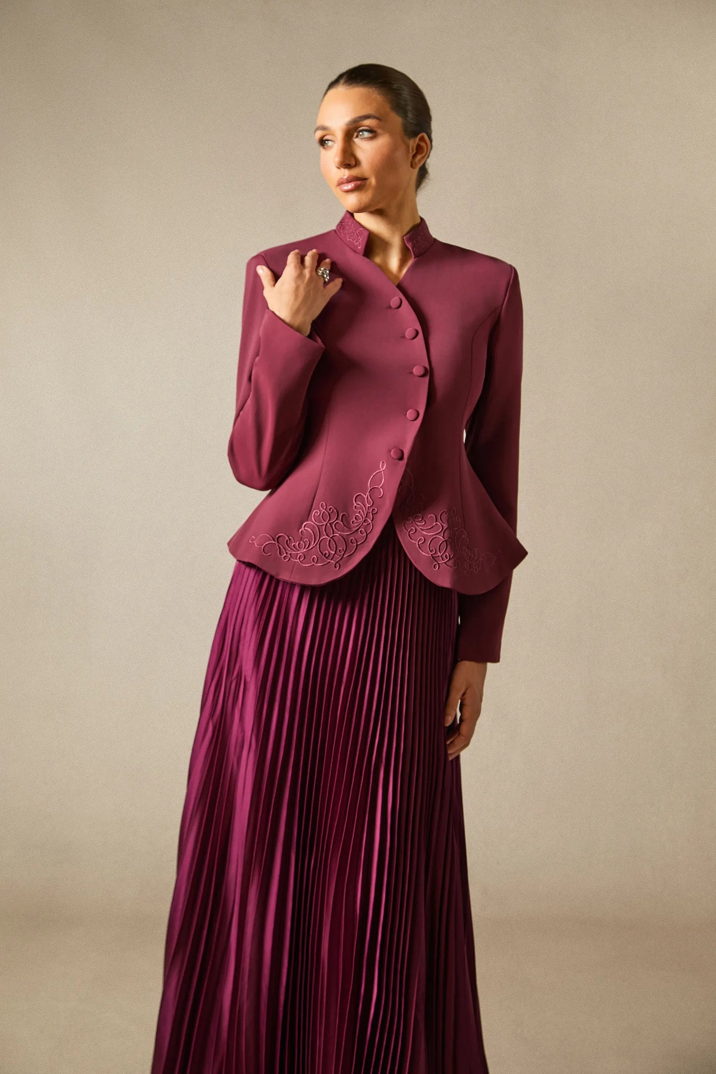 Conjunto de falda plisada de Cristina