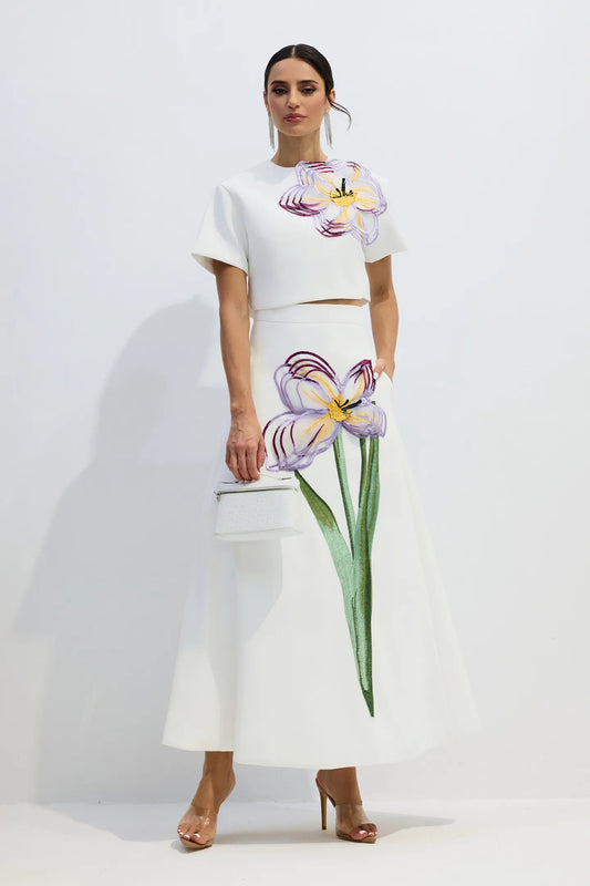 Conjunto Top y Falda Floral de Angelica